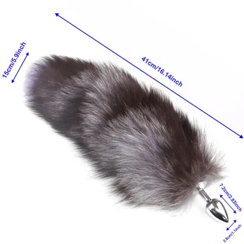 Black Wolf Fox Tail Anal Plug Voksen Flirte Legetøj Rustfrit Stål Anal Bead Butt Plug Stimulator Sexlegetøj Til Voksne Kvinder