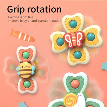 Baby Tegnefilm Dyr sugekop Spinner Toy 3pc ABS Farverige Insekter Gyro Toy Stress Relief Pædagogiske Baby Badekar Legetøj