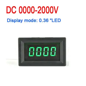 DYKB 0-2000V DC Voltmeter 4 smule Høj præcision, Høj spænding Digital LED display Volt indikation Overvåge Meter 5V og 12V Batteri