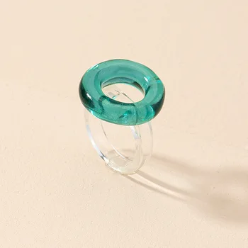 Mode Slik Acryl-Blomst Vielsesring Til Kvinder Store Gennemsigtige Finger Ring Piger Årgang Kvindelige Part Smykker Gave