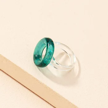 Mode Slik Acryl-Blomst Vielsesring Til Kvinder Store Gennemsigtige Finger Ring Piger Årgang Kvindelige Part Smykker Gave