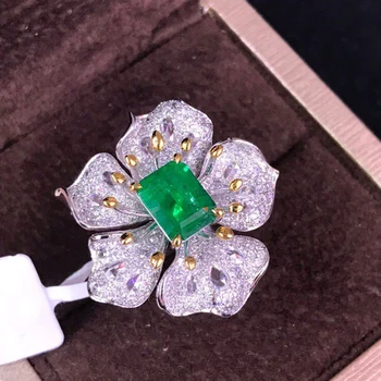 Luksus Charm Blomst Ringe Indlæg Fuld Blændende Krystal Zircon Mode Golden Bud Design Af Høj Kvalitet Smykker Til Kvinder Bryllupsgave