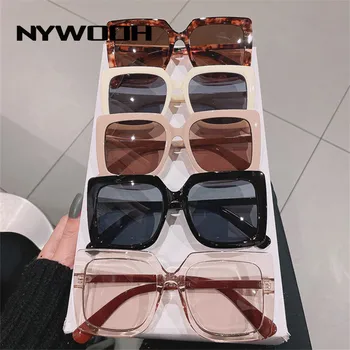 NYWOOH Vintage Black Solbriller Kvinder Overdimensionerede Square solbriller Mænd Brand Designer Retro Solbrille til Damer Nuancer Briller 163890