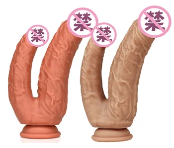 Stor Realistisk Dildo Dobbelt Ledes Stimulation af Vagina og Anus, Penis Dobbelt Endte Fallos med Stærk Kop Sex Legetøj til Kvinder