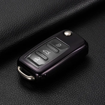 TPU Bil Key Fob Fuld Dækning Sag Bag Shell Key Chain Holder til VW Passat Jetta Golf Bora Polo Sagitar Tiguan Auto Tilbehør