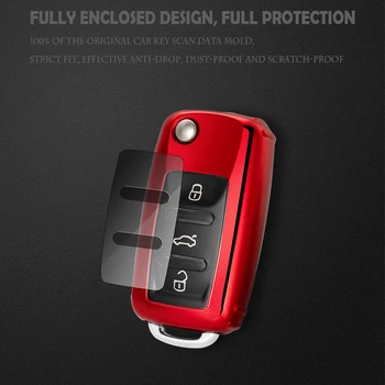 TPU Bil Key Fob Fuld Dækning Sag Bag Shell Key Chain Holder til VW Passat Jetta Golf Bora Polo Sagitar Tiguan Auto Tilbehør