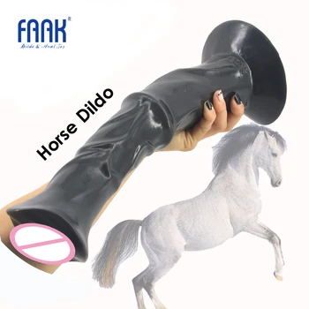 FAAK 13.8 cm lang og Dyr hest dildo med sugekop massive falske penis ribbet Vin Rød Gennemsigtig sex legetøj til kvinder