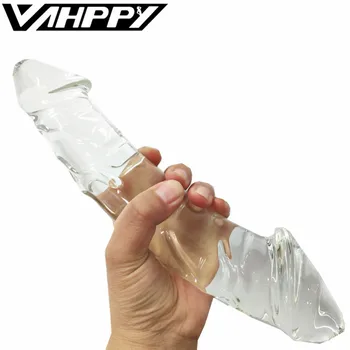 Stort dobbelt glas dildo falske penis crystal lang anal dildoer, butt plug g-spot kvindelige onani sexlegetøj til kvinder, mænd gay-shop