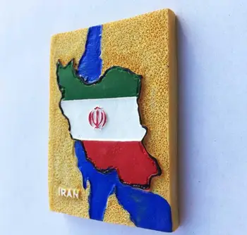 Iranske persiske Golf Kaspiske Kreative Flag Map 3D-køleskabsmagneter Turisme Souvenir-Køleskab Magnetiske Klistermærker