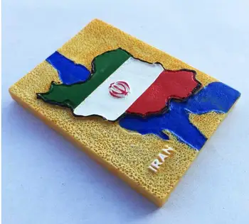 Iranske persiske Golf Kaspiske Kreative Flag Map 3D-køleskabsmagneter Turisme Souvenir-Køleskab Magnetiske Klistermærker