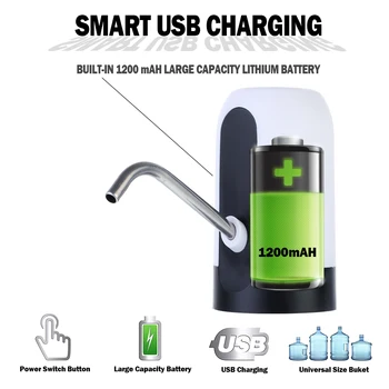 Elektrisk Drikkevand Flaske med Pumpe Dispenser Bærbare USB-Gallon at Drikke Flaske Vand Pumpe-LED 164871