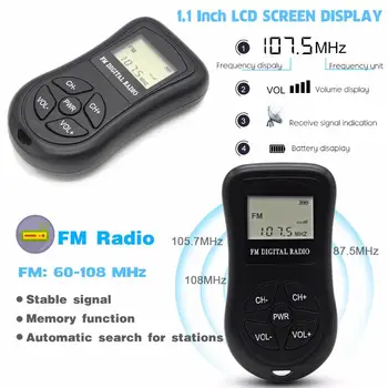 LCD-Skærm Personlige Mini Digital FM Radio med Hovedtelefoner Bærbare Digitale FM-Radio løbende bruges til 50 - 60 timer 165155