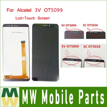 1PC / Masse Til Alcatel 3V 5099 OT5099 OT5099D LCD-Skærm og Touch Screen Sensor Digitizer Sort Farve 165235