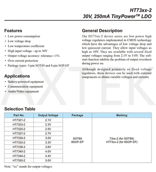 20pcs HT7330-2 HT7333-2 HT7336-2 HT7350-2 3SOT89 chip Elektroniske Komponenter Integreret Kredsløb TinyPower™ LDO spændingsregulator