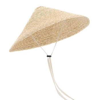 Dame Sommer Hatte Håndlavet i Høj Kvalitet, Hvede-strå, Bambus Kegle Parasol Hat Regn Cap Halm Sommer Hat Til Kvinder Stort Randen 166619