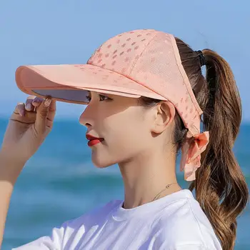 Solhatte til Kvinder, Visirer Hat Fiskeri Strand Hat UV-Beskyttelse Cap Sort Pink Casual Dame Sommer Caps Wide Brim Hat 166874