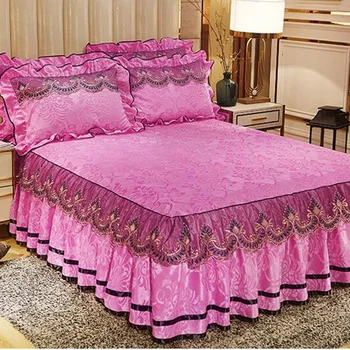 Europæisk stil strejfede rundt i lagen 3stk sengetæpper velvet lace kant seng madras dækning af varm kvalitet sengetæppe gratis fragt 167090