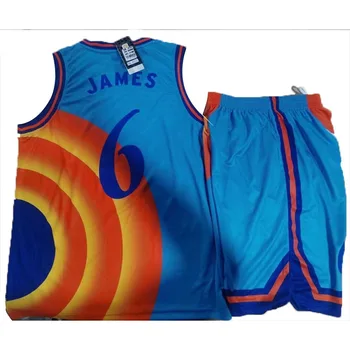 Costume Space Jam JAMES 6# Filmens Tune Trup Basketball Jersey Sæt Sports Luft, Slam Dunk Ærmet Shirt Singlet Uniform