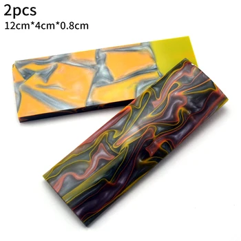 2 stk flerfarvet akryl skabelon yrelsen, der anvendes til DIY-kniv håndtag materiale håndværk forsyninger 120x40x8mm 167557