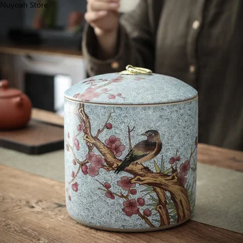 Kinesisk Stil Te Pot Keramiske Forseglet Pot Opbevaring Jar Husstanden Retro Te Max Fugt-bevis Opbevaring Jar Stue Dekoration