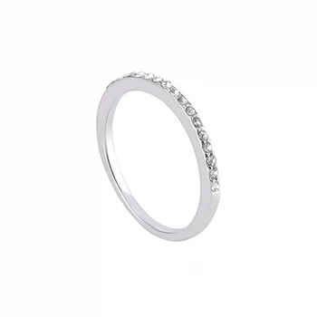 S925 Bryllup bland størrelse Carat Rund Forgyldt CZ Simuleret Eternity Ring Bands Nye Smykker til Kvinder