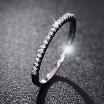 S925 Bryllup bland størrelse Carat Rund Forgyldt CZ Simuleret Eternity Ring Bands Nye Smykker til Kvinder