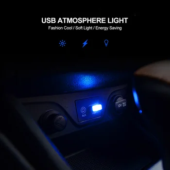Bil Indikator USB-LED-Lampe Dekorative lys Atmosfære Auto Interiør Omgivende Lys