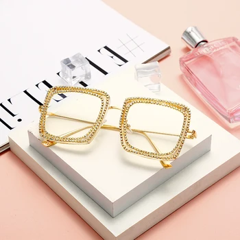 Vintage Square Solbriller Kvinder 2020 Nyt Mærke Diamant Briller Til Mænd Mode Eyewear Klar Linse brillestel UV400 oculos