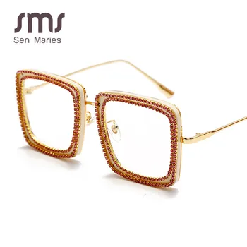 Vintage Square Solbriller Kvinder 2020 Nyt Mærke Diamant Briller Til Mænd Mode Eyewear Klar Linse brillestel UV400 oculos