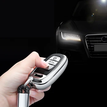 Højde kvalitet TPU+ABS Bil Nøgle Dække Sagen for Audi A4L A6L Q5 A8 A5/A7-S5/S7 Intelligente 3 Knapper Fjernbetjening med Keyless 168889