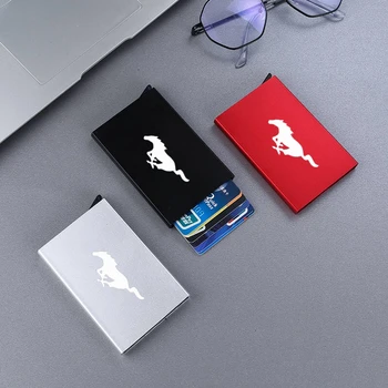 RFID Anti-tyveri af Kreditkort Indehaveren Tynd ID-Kort Sag Automatisk Solid Metal Bank Card Wallet For Ford Mustang SHELBY GT