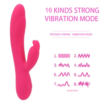 16 Hastigheder Varme Rabbit Vibrator G Spot Brystvorten Massageapparat Dual Motorer Dildo Sex Legetøj til Kvinder Klitoris Stimulation Skeden 169166