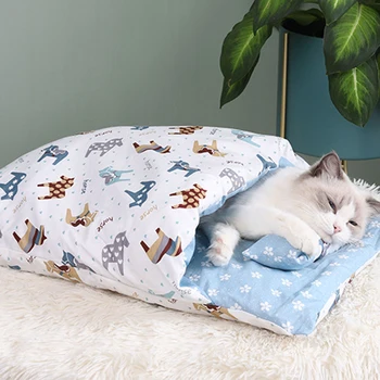 Aftagelig Hund Kat Bed Sovepose Vinter Varm Pet Dejlige Sammenklappelig Kennel Reden Hund Hus Kat Mat Killing Senge