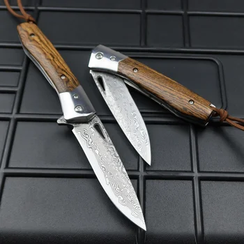 TUWO Damaskus stål folde kniv udendørs camping samling folde kniv god åbning og lukning manuel kniv taktiske type 169364