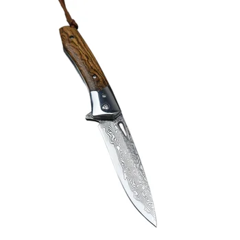 TUWO Damaskus stål folde kniv udendørs camping samling folde kniv god åbning og lukning manuel kniv taktiske type