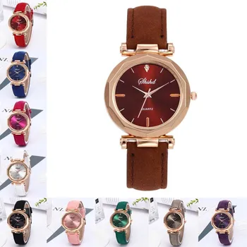 Multi-farvede ure Simpel måde dameur Kvinder Læder Casual Ur Luksus Analog Armbåndsur Quartz Crystal reloj mujer