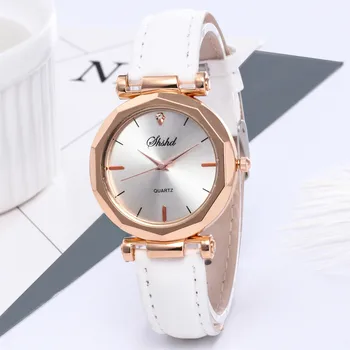 Multi-farvede ure Simpel måde dameur Kvinder Læder Casual Ur Luksus Analog Armbåndsur Quartz Crystal reloj mujer