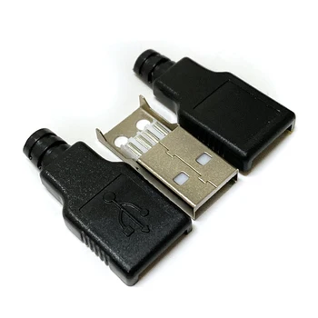 10STK Male Type A USB-4-Pin Stik Stik Stik Med Sort Plast Cover DIY Kits 170177
