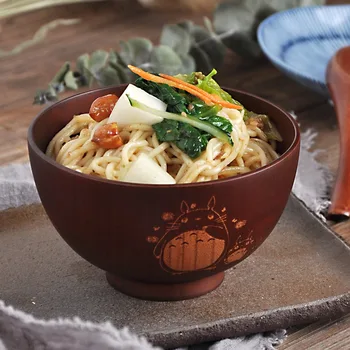 Japansk kreative træ skål tegnefilm Totoro skål suppe, salat, ris noodle naturlige jujube børns log skål service LX122603
