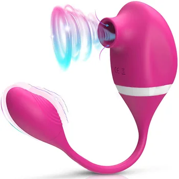 2 I 1 Sugende Vibrator med Vibrerende Æg G-punktet, Klitoris Stimulator Kvindelige Masturbator Brystvorten Vaginal Sugekop Sex Legetøj til Kvinder 17102