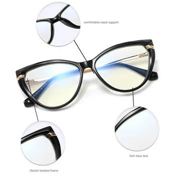 SHAUNA Retro Klart Anti Blå Lys Kvinder Optiske Briller Frame Mode Grå Pink TR90 Metal Frame Briller Computer-Briller