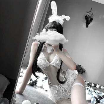 Kvinder Gennemsigtig Bunny Stuepige Uniform Fristelsen Porno Rollespil Sexet Lingeri, Kostumer Erotisk Beklædning Bunny Girl Cosplay