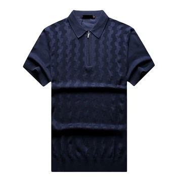 Milliardær polo-shirt i silke mænd 2021 Nye mode korte ærmer tynd lynlås Åndbar Komfortable stor størrelse M-5XL elasticitet
