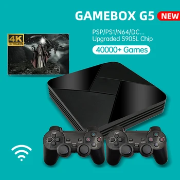 Powkiddy GAMEBOX G5 S905L WiFi 4K HD Super X Konsol 40000+ Retro Klassiske Spil Mini TV-Boks Video-Afspiller Til PS1 PSP N64 MAME DC