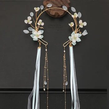 Hanfu Jomfru Halo Hovedklæde Kvast Buyao Hovedbøjle Crown Antikke Hår Tilbehør Hårnål Ornament
