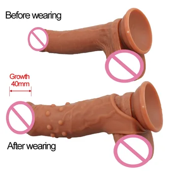 Mandlige Dildo Kondom 18+ Voksen Erotisk Sex Shop Penis Ærme Udvidelsen Pik Extender Sex Legetøj Til Mænd, Par Penis Ring Forstærker