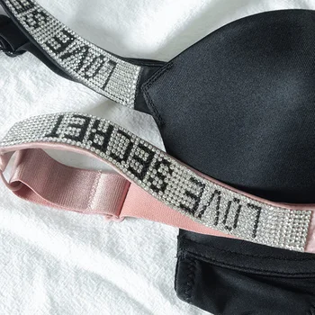 Sexy Satin Bh-Sæt Undertøj til Kvinder, der Passer Samle Piger Komfortabel Bh Korte Sæt Underwear Push-Up Pink Brev Undertøj 172643