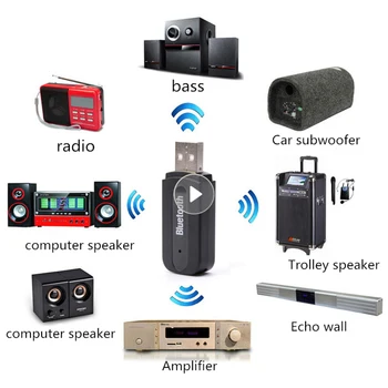 Bluetooth-kompatibel Modtager Car Kit Mini-USB-3,5 MM Jack AUX Audio Auto MP3 Musik Dongle-Adapter Til Trådløst Tastatur FM-Radio