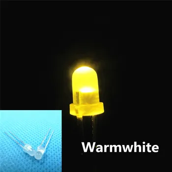 1000PCS varm hvid LED 3MM Diffust Round Top Urtal Lyse Led Pære Lampe, 3MM Emitting Diodes Elektroniske Komponenter
