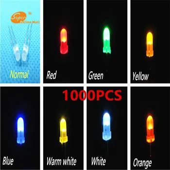 1000PCS varm hvid LED 3MM Diffust Round Top Urtal Lyse Led Pære Lampe, 3MM Emitting Diodes Elektroniske Komponenter